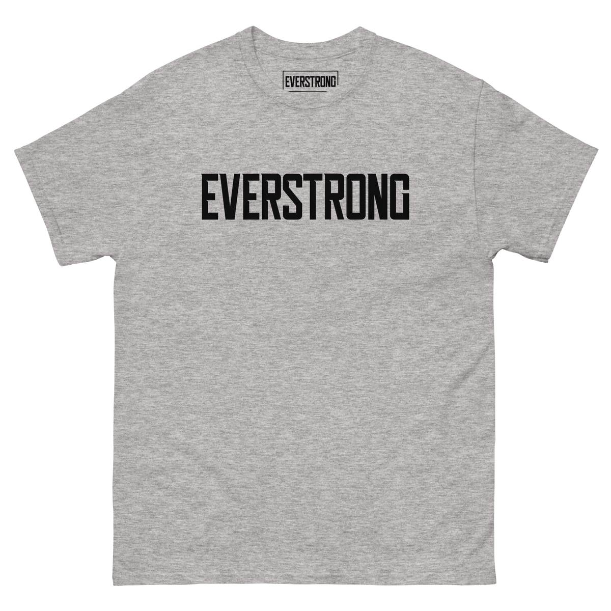 EverStrong Black Classic Tee in light gray color featuring a bold EVERSTRONG logo.