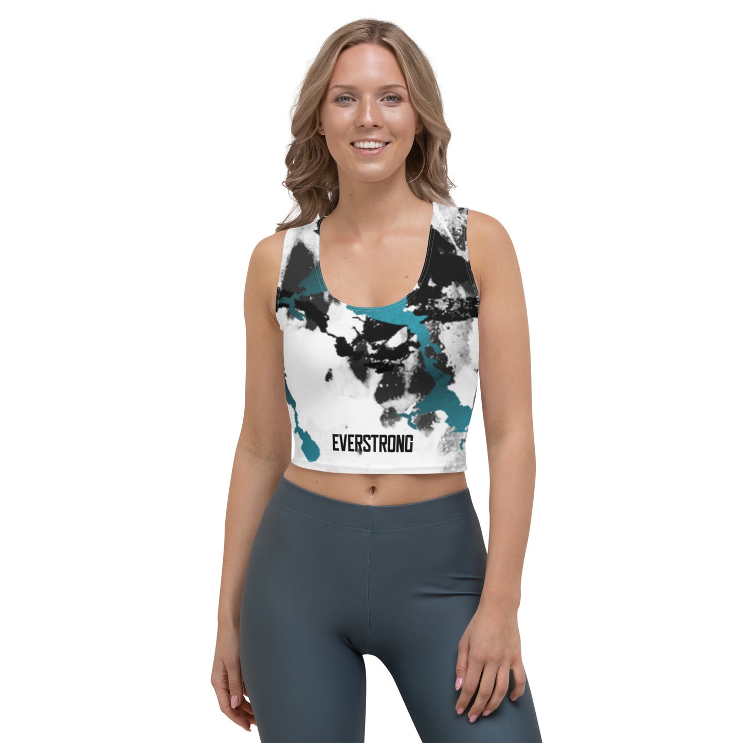 EVERSTRONG - Tie Dye Crop Top - Teal/Black/White