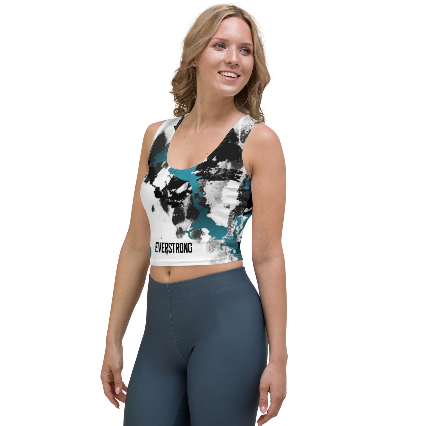 EVERSTRONG - Tie Dye Crop Top - Teal/Black/White