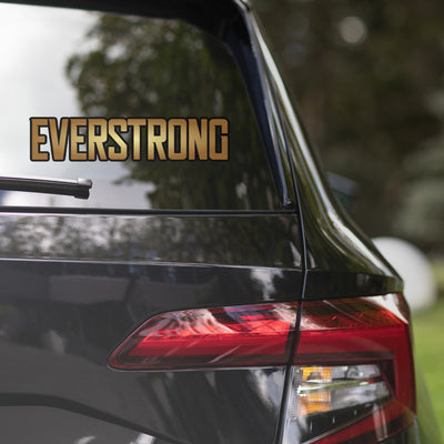EVERSTRONG premium logo sticker displayed on the rear window of a vehicle.