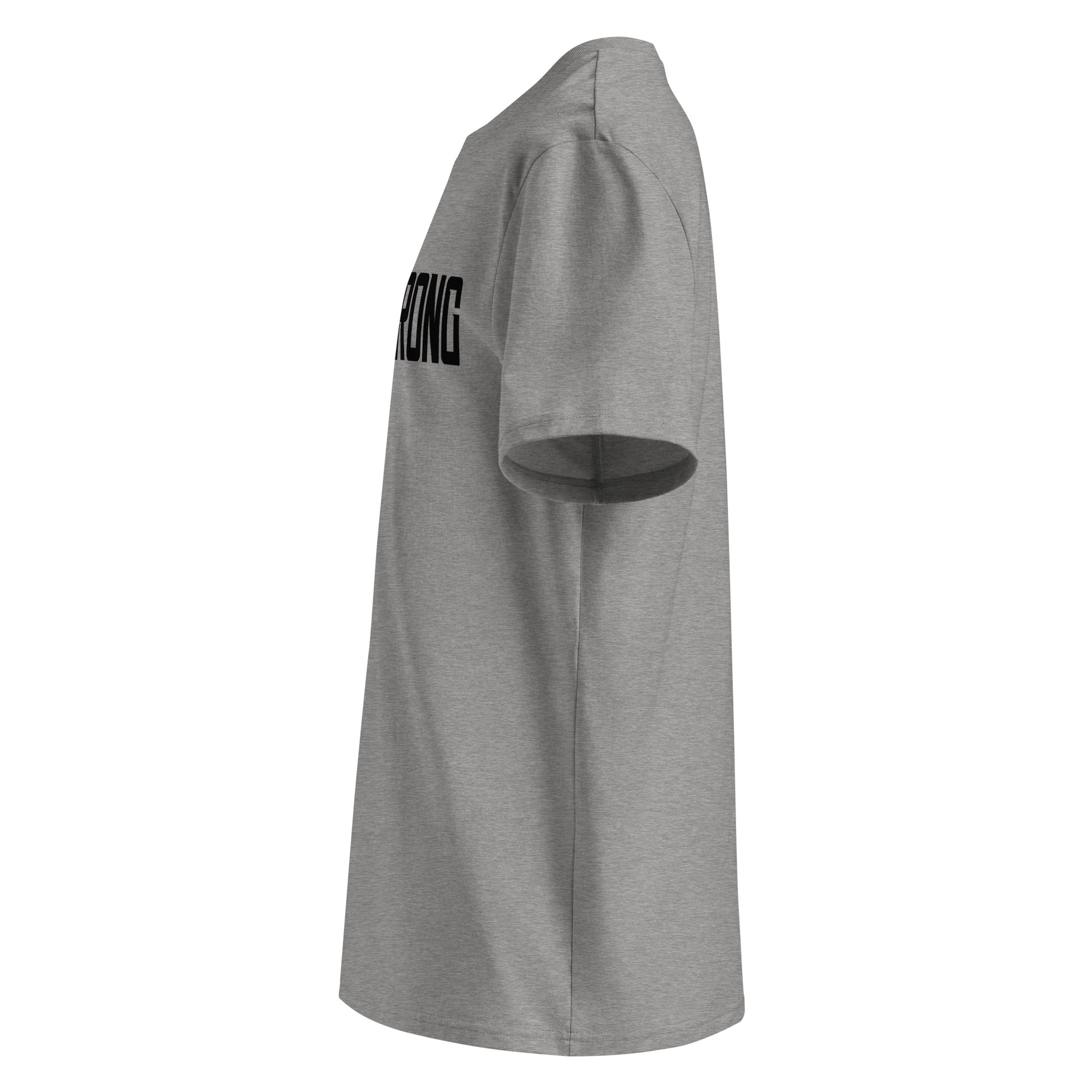 EverStrong organic ribbed neck t-shirt in teal color with bold 'EVERSTRONG' print.