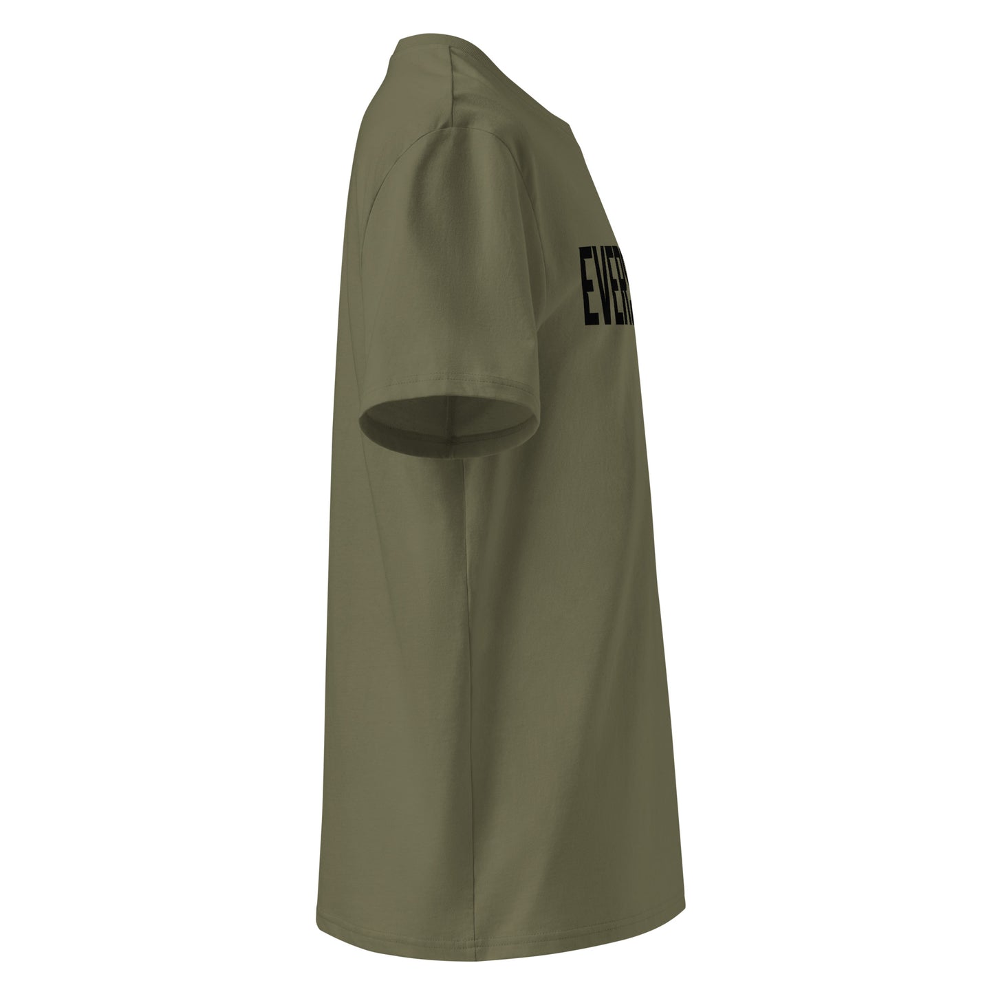 EverStrong organic ribbed neck t-shirt in teal color with bold 'EVERSTRONG' print.