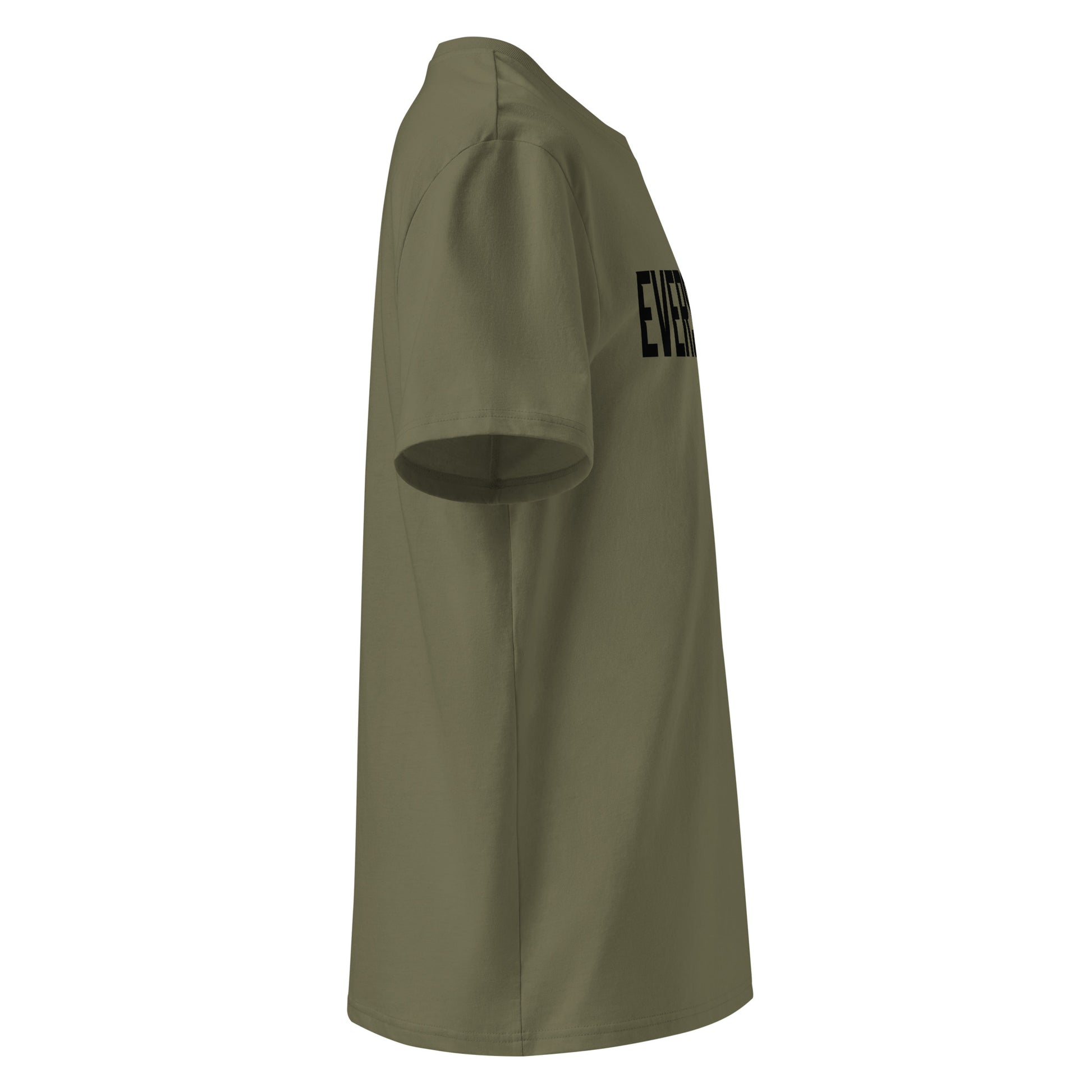 EverStrong organic ribbed neck t-shirt in teal color with bold 'EVERSTRONG' print.