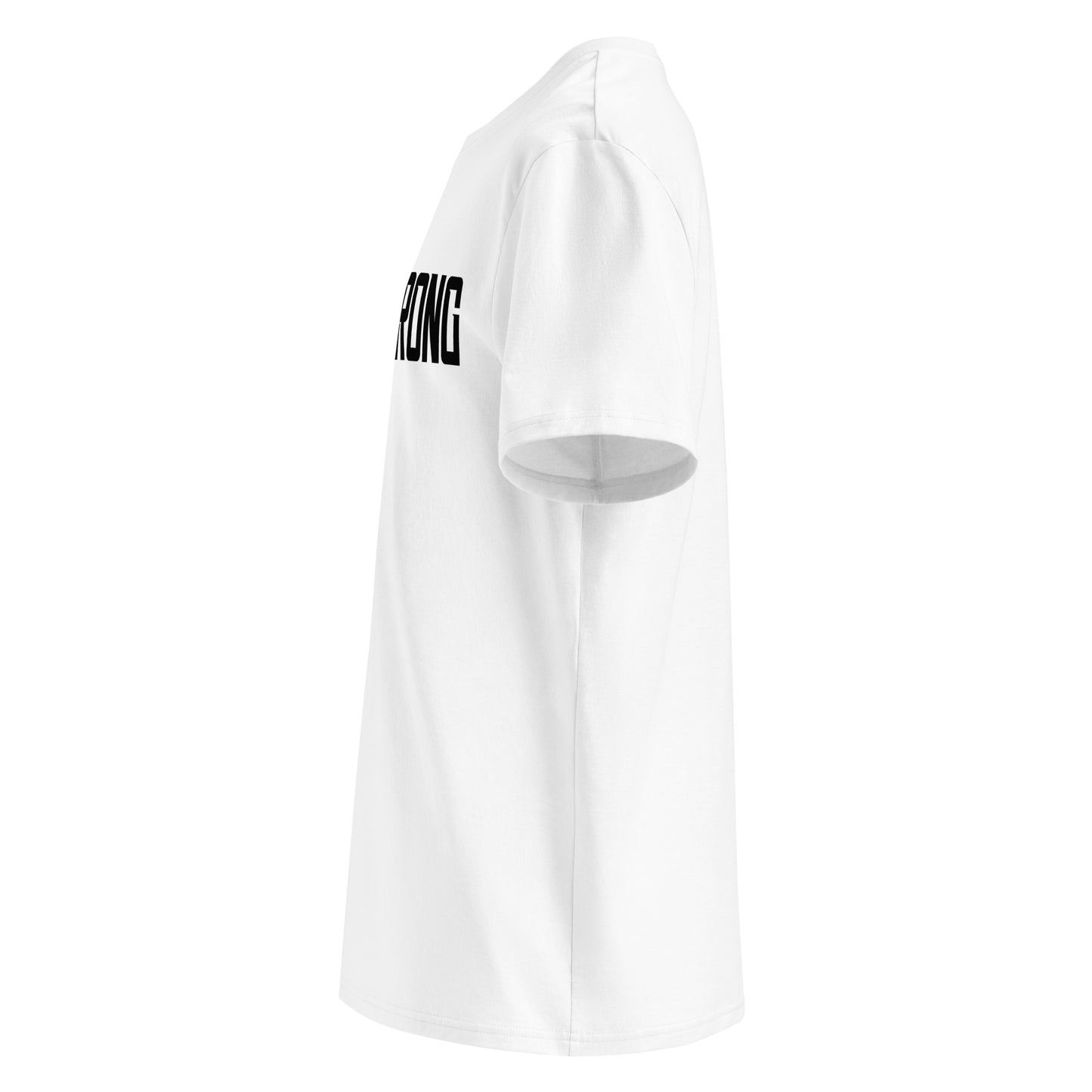 EverStrong organic ribbed neck t-shirt in teal color with bold 'EVERSTRONG' print.